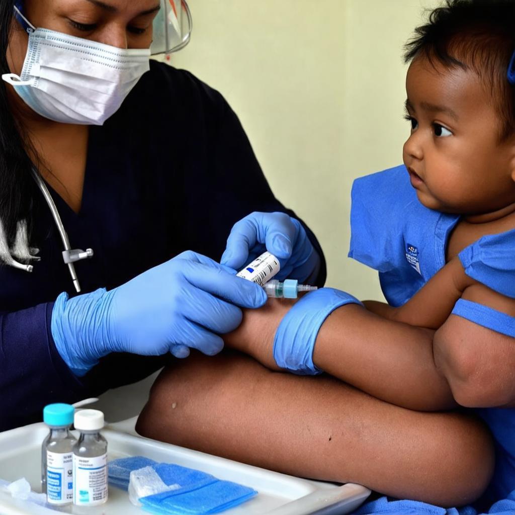 Trẻ em được tiêm vắc xin tại trạm y tế phường, đảm bảo sức khỏe cộng đồng.