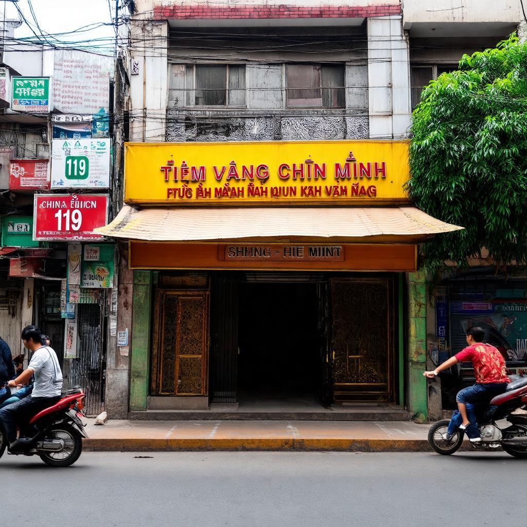Mặt tiền tiệm vàng Chiến Minh 119 Cầu Giấy, Quan Hoa, Hà Nội sầm uất.