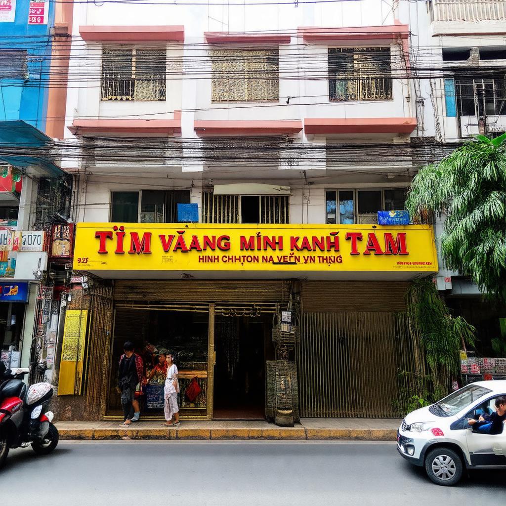 Mặt tiền Tiệm Vàng Minh Tâm tại địa chỉ 373 đường Kinh Dương Vương, Quận Bình Tân.