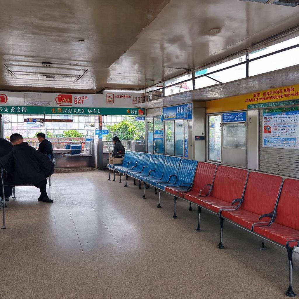Khu vực chờ và quầy vé, tiện ích cơ bản bên trong Bến xe Giáp Bát.