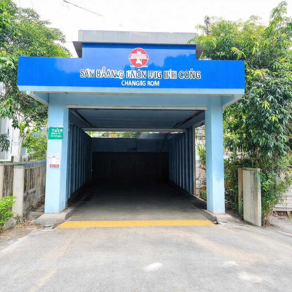 Các tiện ích như phòng thay đồ và bãi gửi xe tại Sân Bóng Định Công