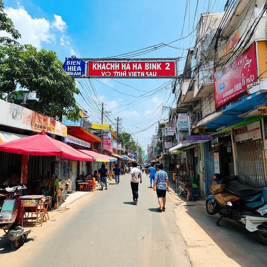 Tiện ích đa dạng xung quanh khách sạn Hòa Bình 2 trên đường Võ Thị Sáu, Biên Hòa.