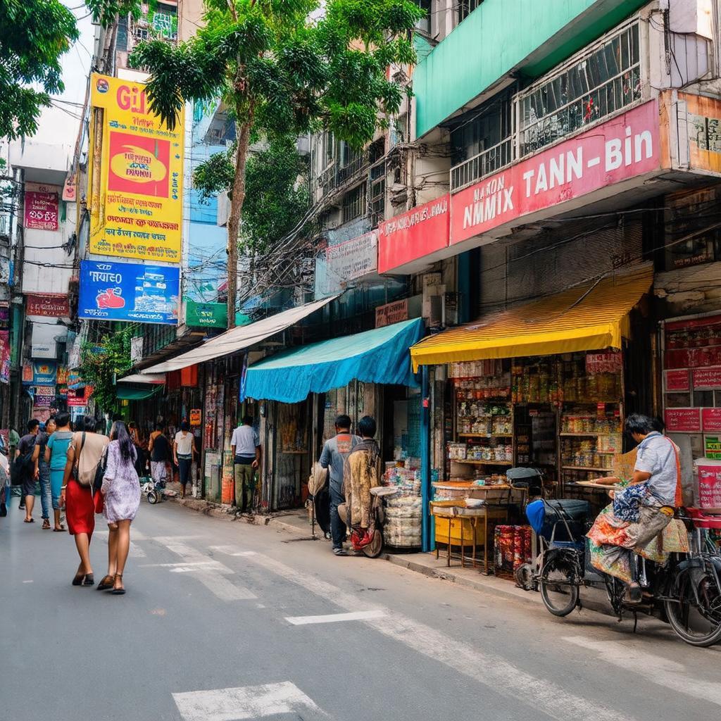 Quang cảnh đường Lý Thường Kiệt gần Trung tâm GDTX Quận Tân Bình, cho thấy các tiện ích xung quanh như quán ăn, cửa hàng.