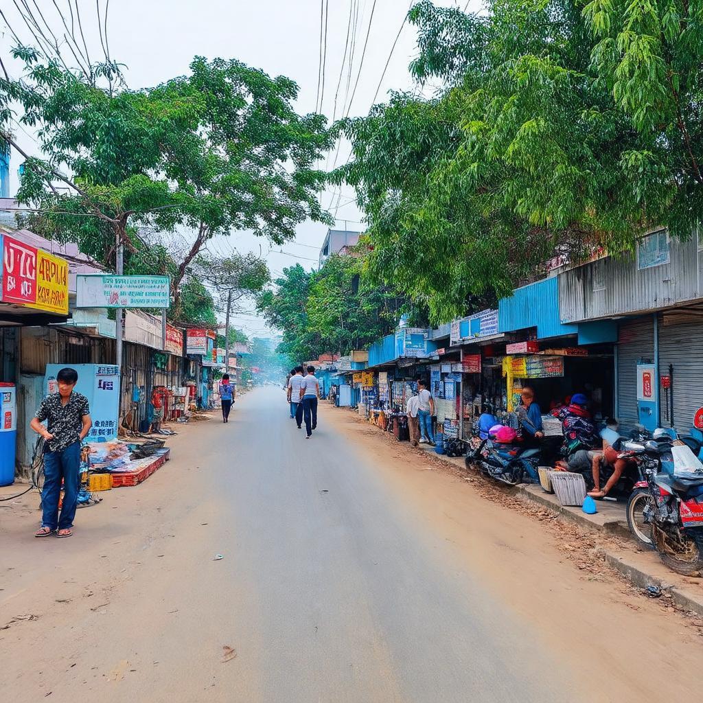 Tiện ích dịch vụ như quán ăn, cửa hàng gần ngã ba Nhơn Trạch trên quốc lộ 51 Đồng Nai