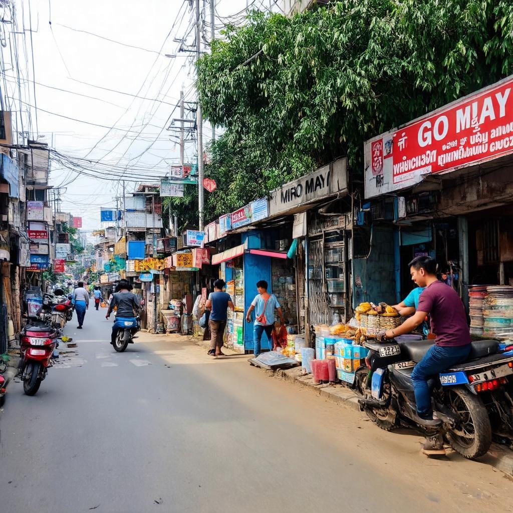 Các cửa hàng nhỏ, quán ăn bình dân và dịch vụ thiết yếu xung quanh Ngã tư Gò Mây, Bình Tân.