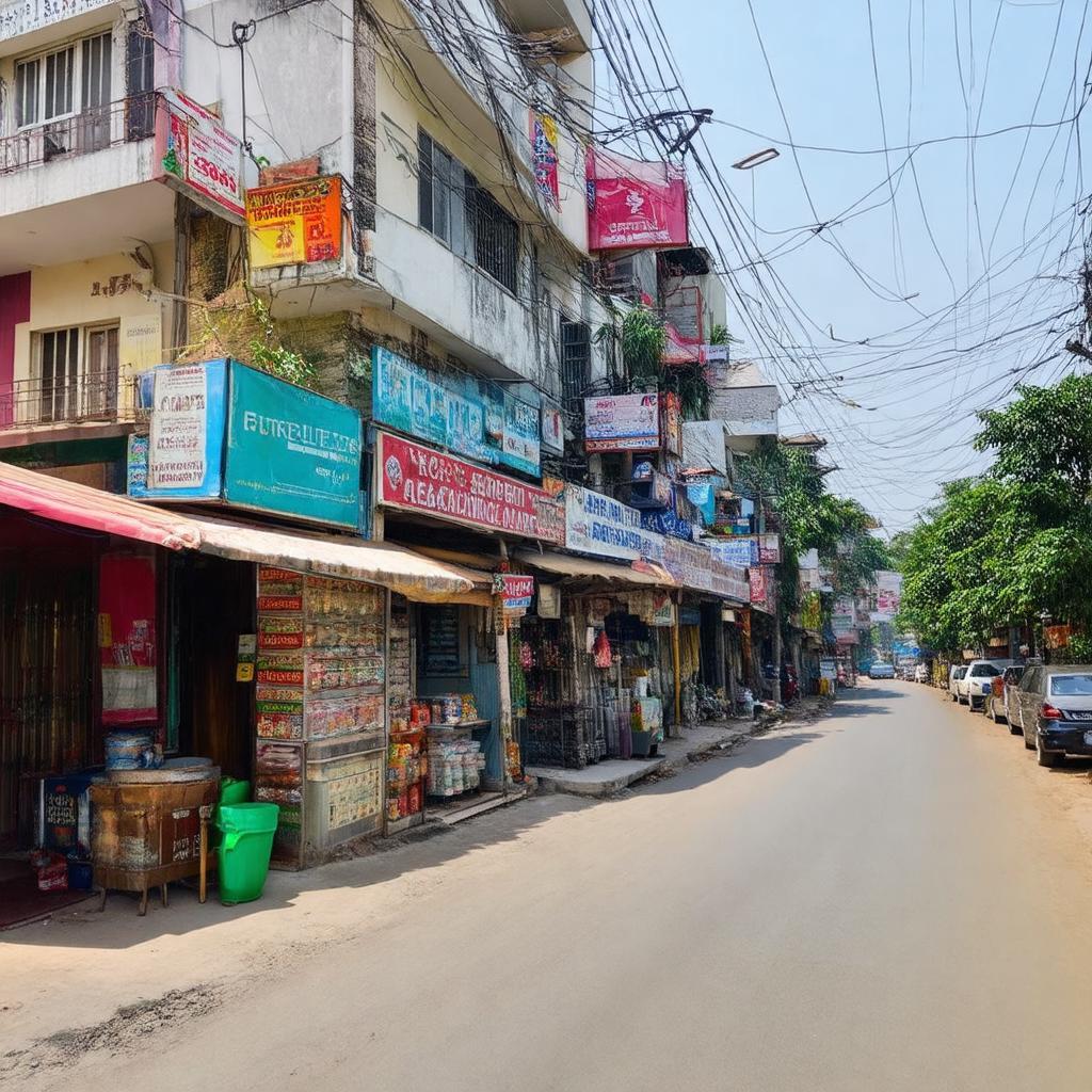 Các cửa hàng, quán ăn và dịch vụ gần Vòng xoay An Điền trên đường Hùng Vương, Bến Cát