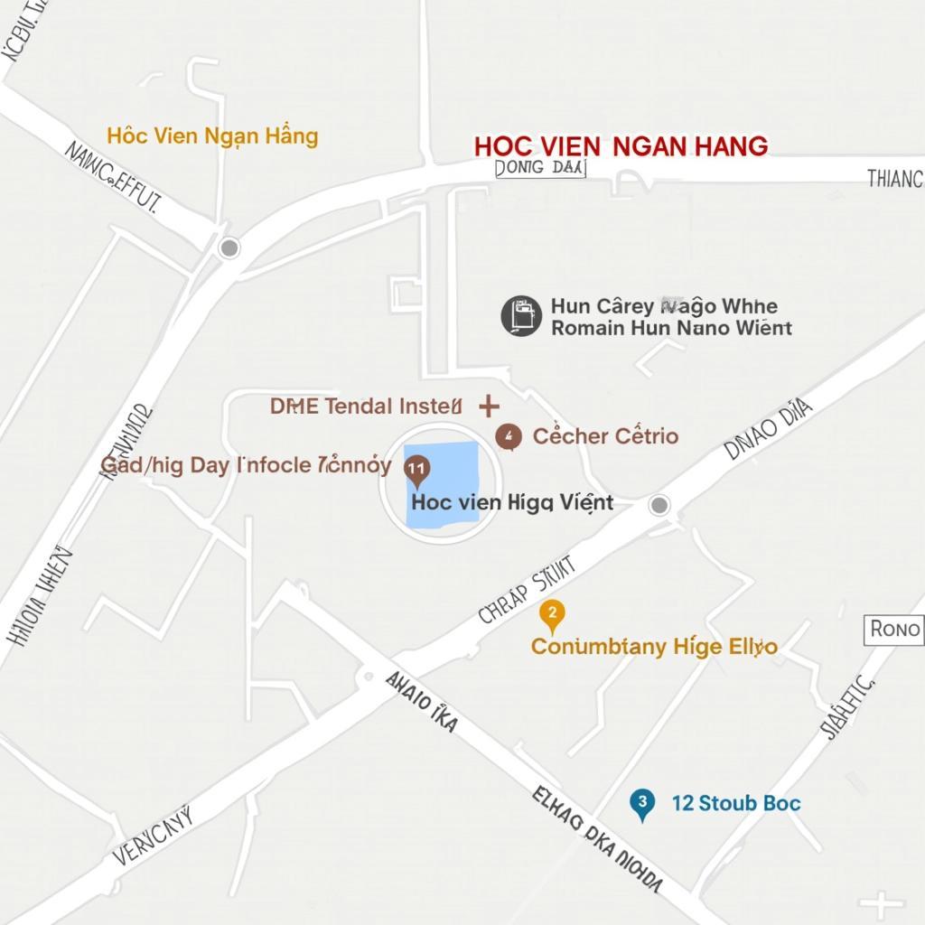Bản đồ chi tiết hướng dẫn đường đi đến Học viện Ngân Hàng tại địa chỉ 12 Chùa Bộc Đống Đa Hà Nội
