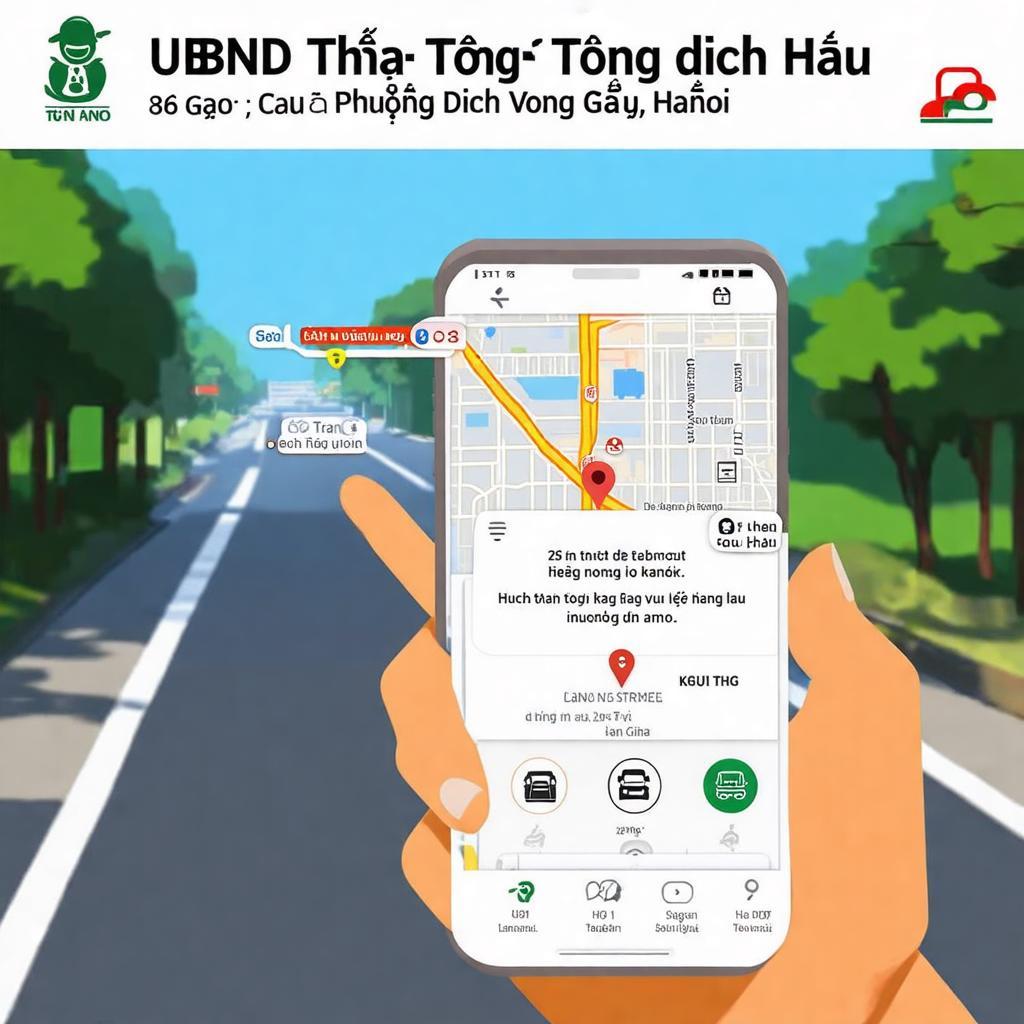 Minh họa cách tìm đường đến UBND phường Dịch Vọng Hậu trên bản đồ hoặc qua phương tiện giao thông.