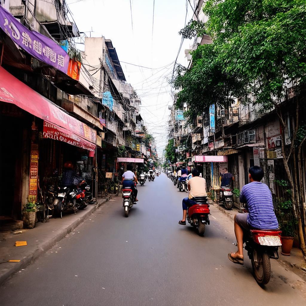 Một góc phố Tô Hiệu Cầu Giấy nơi có quán Long Trần Cháo