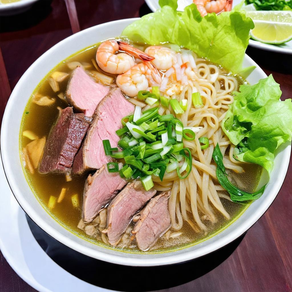 Một tô hủ tiếu Nam Vang nước đầy đủ topping tại Nhân Quán, hấp dẫn