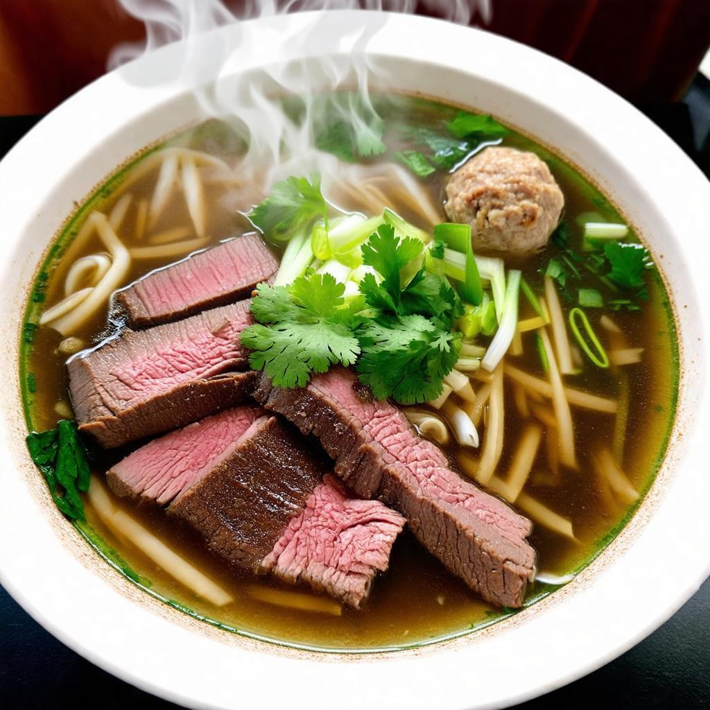 Tô phở bò tái chín Phở Dậu 288 Nam Kỳ Khởi Nghĩa: nước lèo trong, thịt tươi