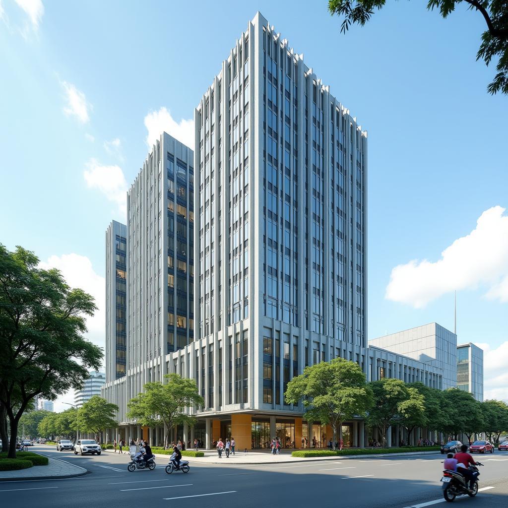 Tòa nhà đại học quốc tế Hồng Bàng HIU 215 Điện Biên Phủ, Bình Thạnh, hiện đại, nổi bật trên phố