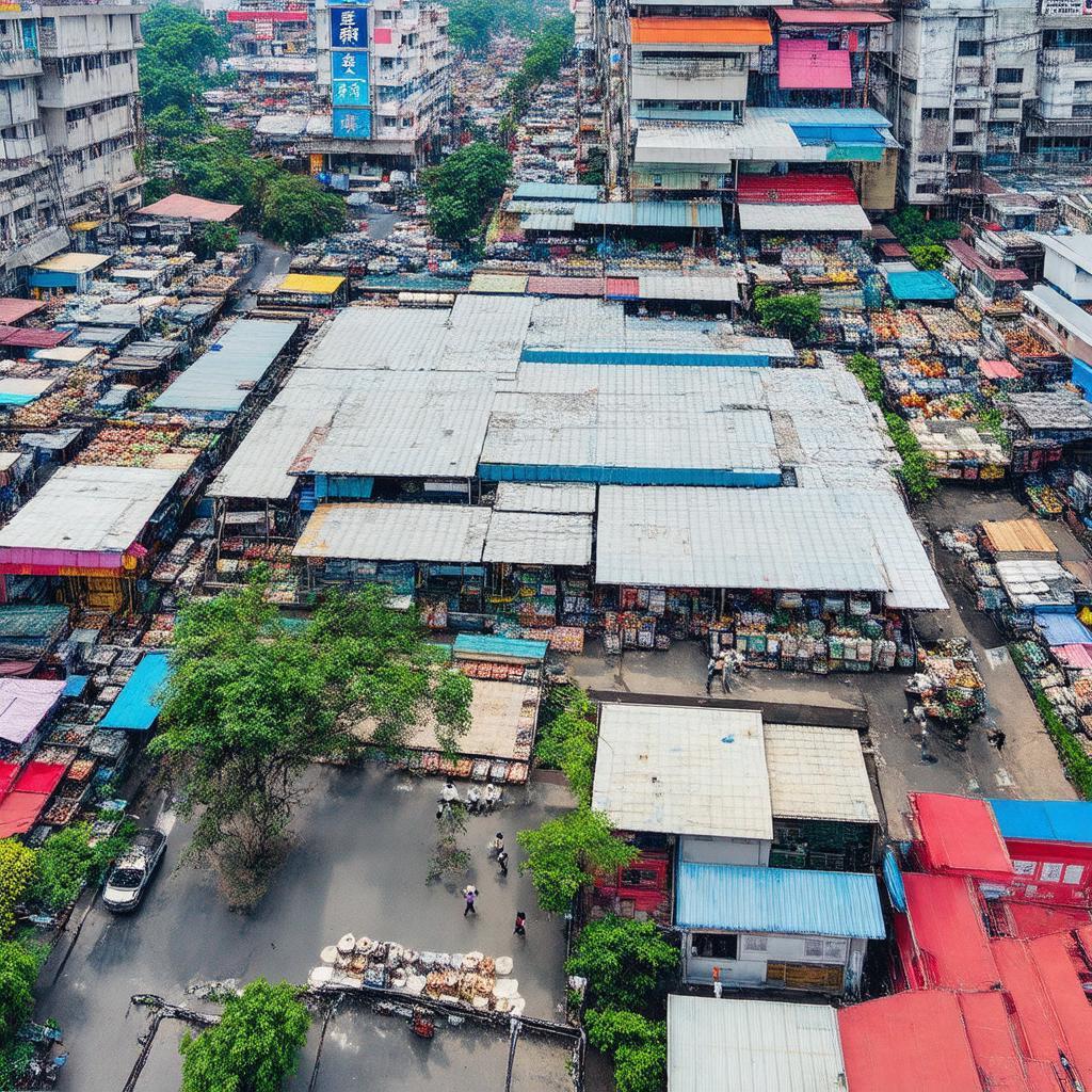 Toàn cảnh chợ Nam Trung Yên nhìn từ trên cao trong KĐT Nam Trung Yên Hà Nội
