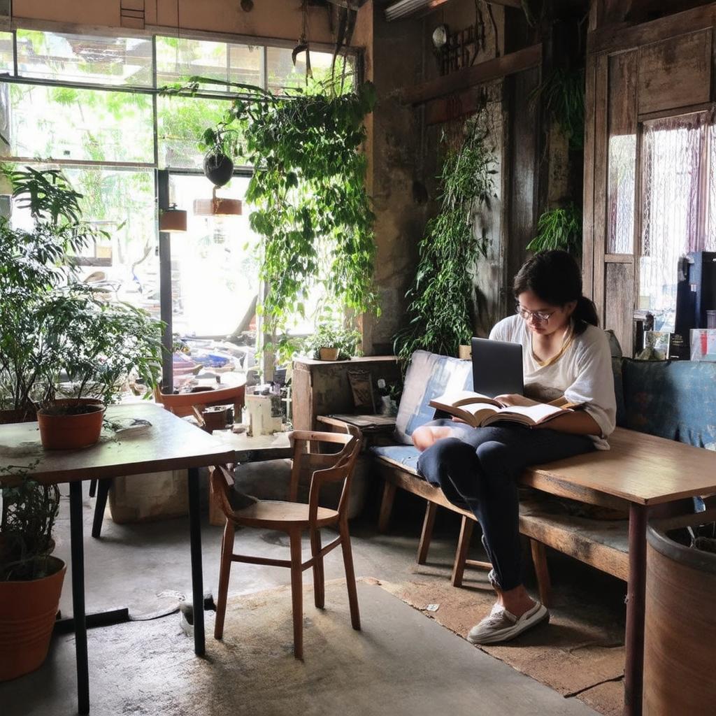 Hình ảnh không gian yên tĩnh, mộc mạc tại Trại Hom Tân Lập lý tưởng cho làm việc, đọc sách