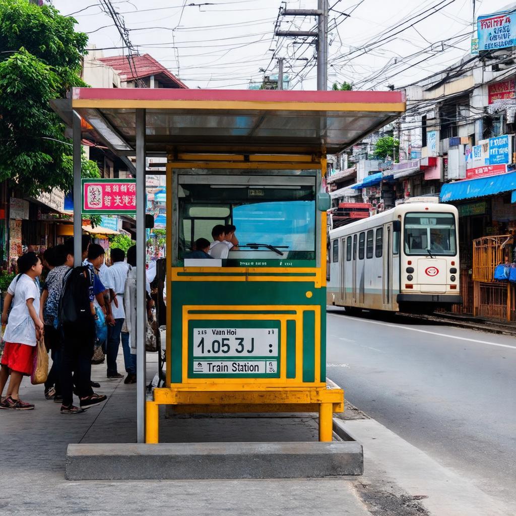 Trạm dừng xe buýt trên đường Ngọc Hồi gần Ga Văn Điển, phục vụ hành khách đi tàu thuận tiện.