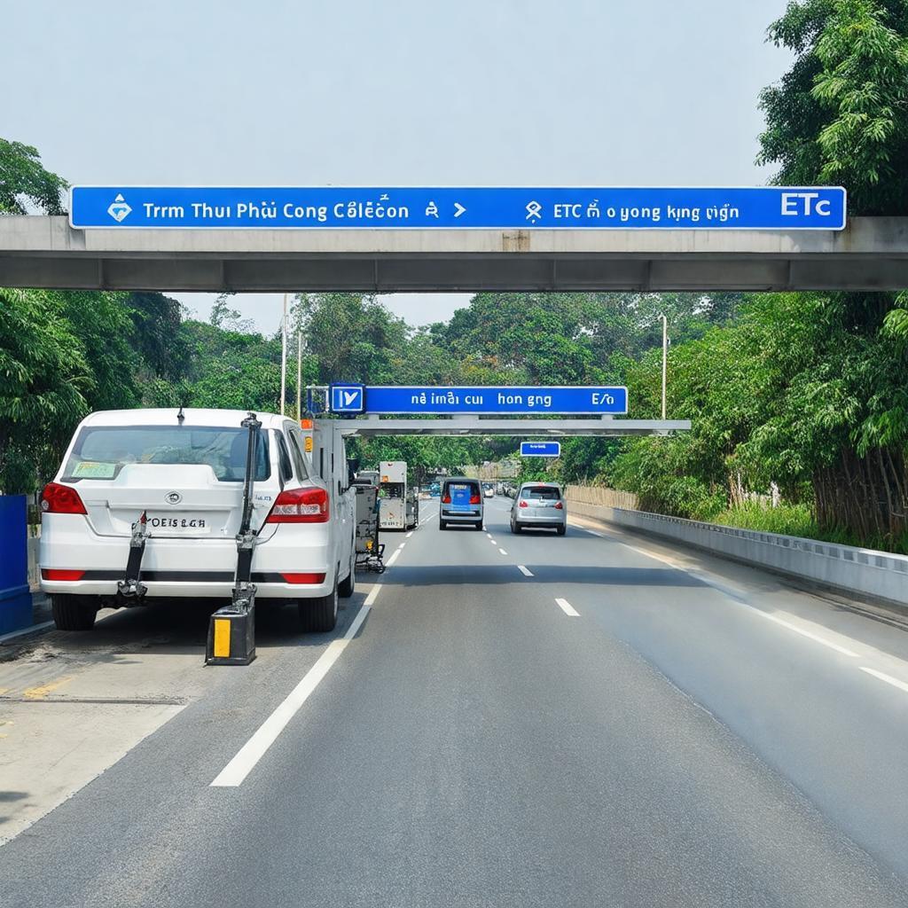 Làn thu phí ETC tại Trạm Thu Phí Cầu Ông Bồ trên ĐT 743B Thuận An Bình Dương