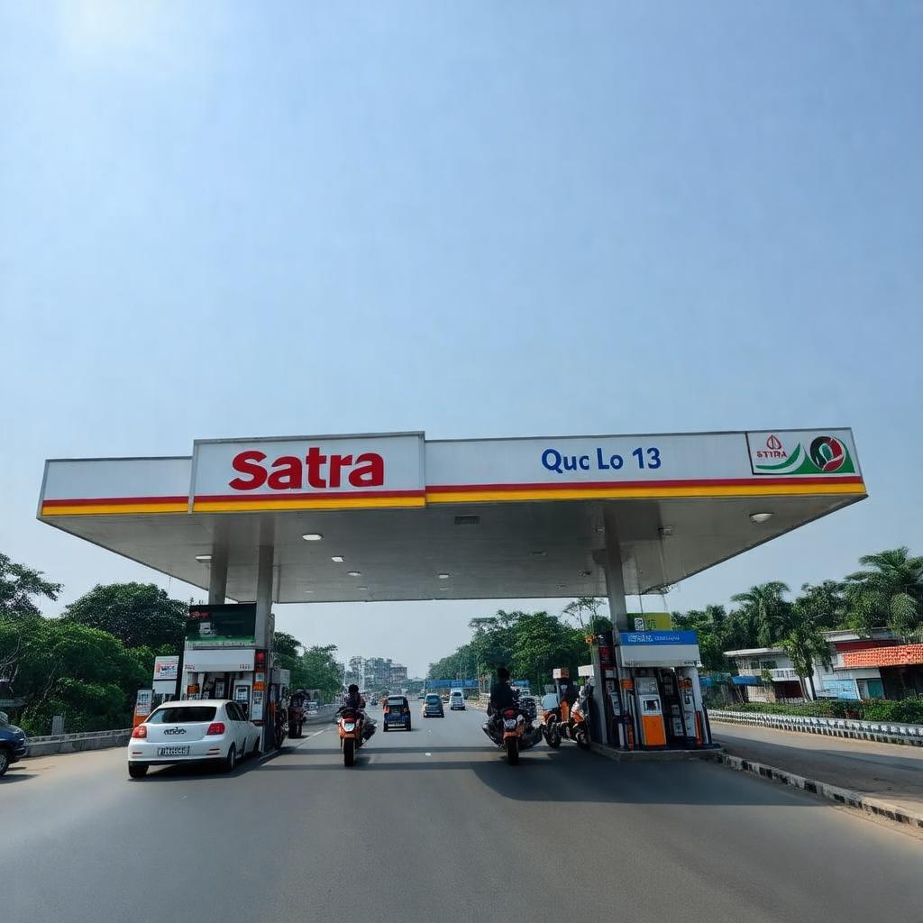 Hình ảnh Trạm Xăng Satra 63 Quốc Lộ 13 tại Thủ Đức, mặt tiền đường lớn