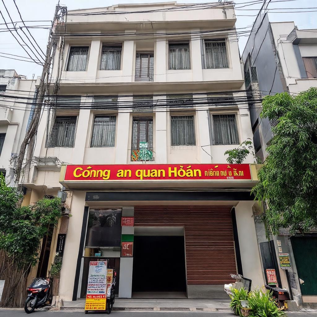 Toàn cảnh trụ sở Công an quận Hoàn Kiếm tại địa chỉ 2 Tràng Thi 