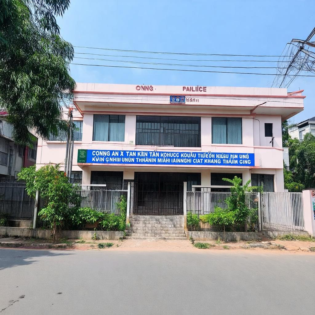 Ngoại cảnh trụ sở Công an Xã Tân Kiên, Huyện Bình Chánh, nơi giải quyết thủ tục hành chính cho người dân.
