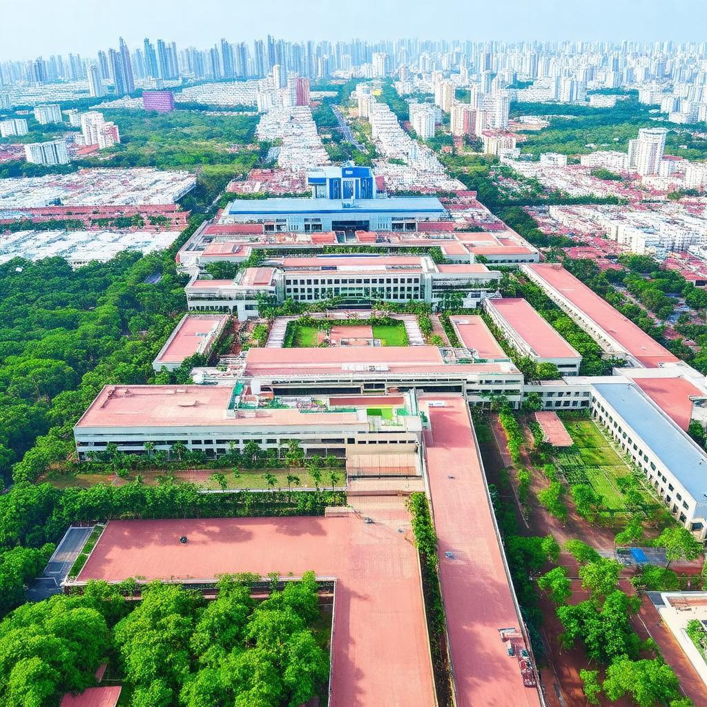 Toàn cảnh Trường Đại học Tôn Đức Thắng tại Phường Tân Phong, Quận 7 nhìn từ trên cao