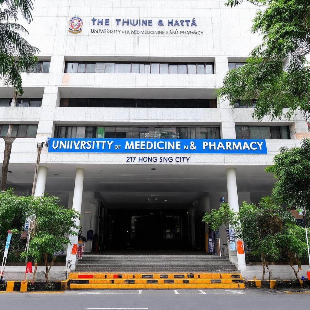 Hình ảnh bên ngoài Trường Đại học Y Dược TP HCM tại 217 Hồng Bàng Quận 5, thể hiện kiến trúc và không khí khu vực xung quanh