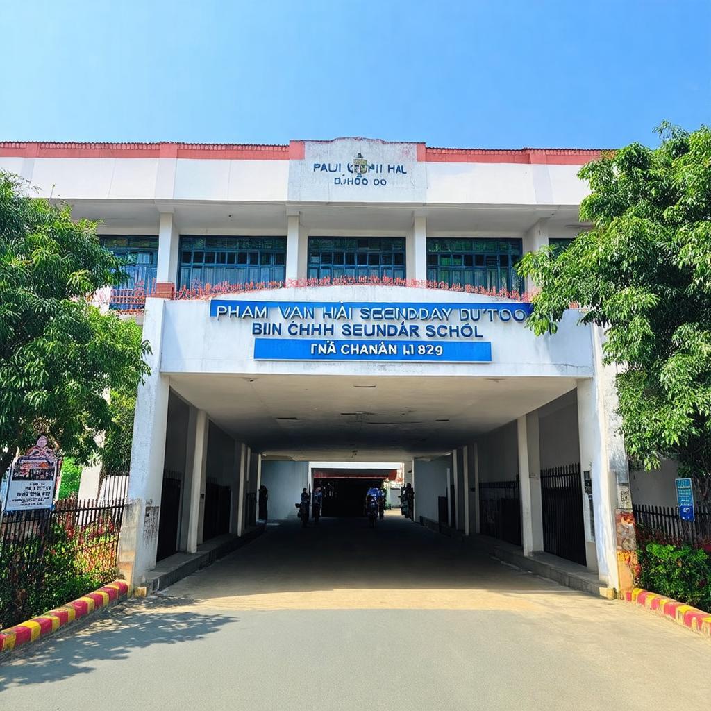 Hình ảnh cổng trường THCS Phạm Văn Hai ĐT 825 Bình Chánh TP HCM