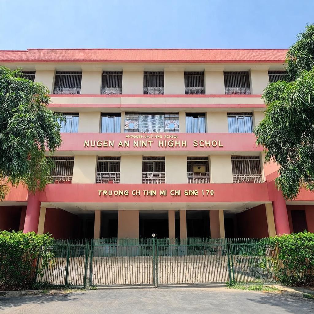 Toan canh ngoi truong THPT Nguyen An Ninh Quan 10 hien tai sau lich su hinh thanh lau doi.