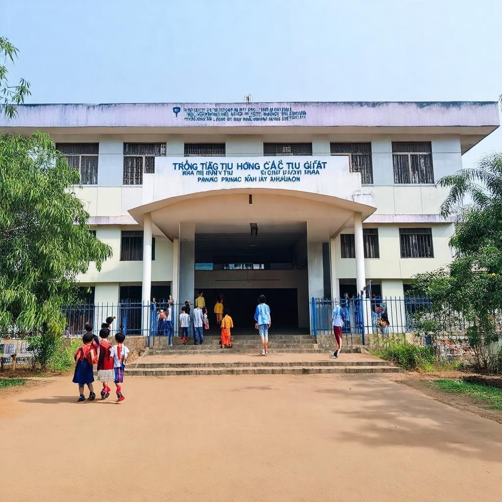 Hình ảnh Trường Tiểu học Cầu Giát khang trang, nơi gắn kết cộng đồng Quỳnh Hồng.