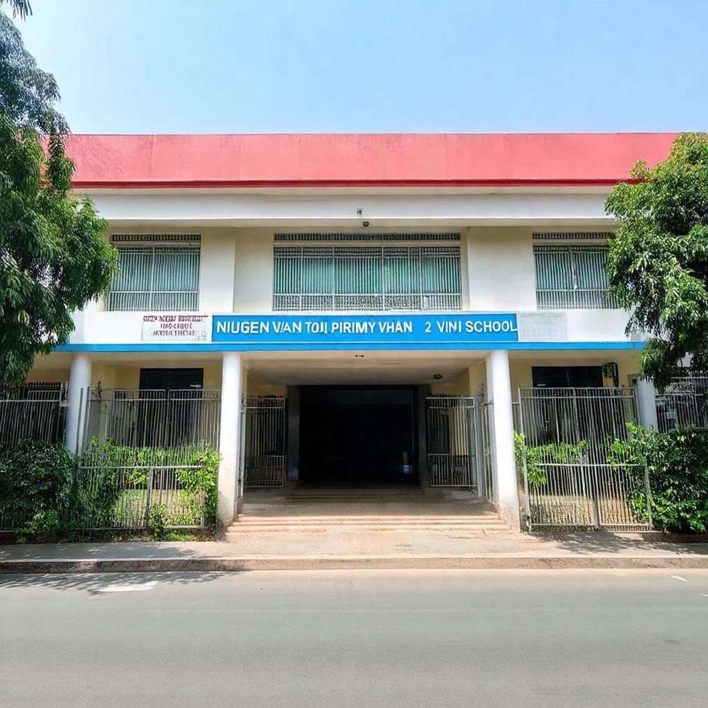 Toàn cảnh Trường Tiểu học Nguyễn Văn Trỗi tại địa chỉ 2 Vĩnh Khánh, Quận 4, Thành phố Hồ Chí Minh.