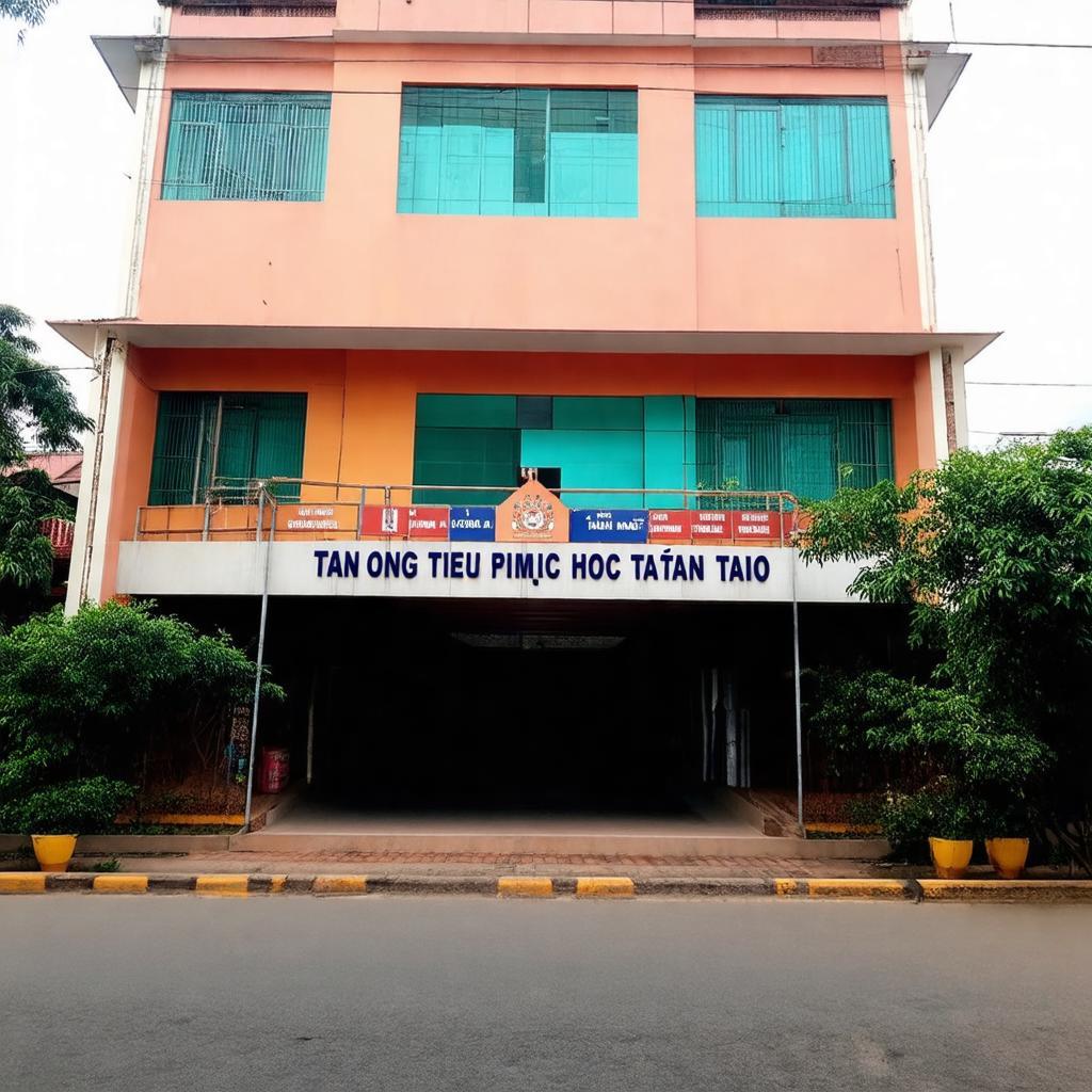 Hinh anh mat tien Truong Tieu hoc Tan Tao tai so 119 duong Ho Van Long, Quan Binh Tan, TP HCM