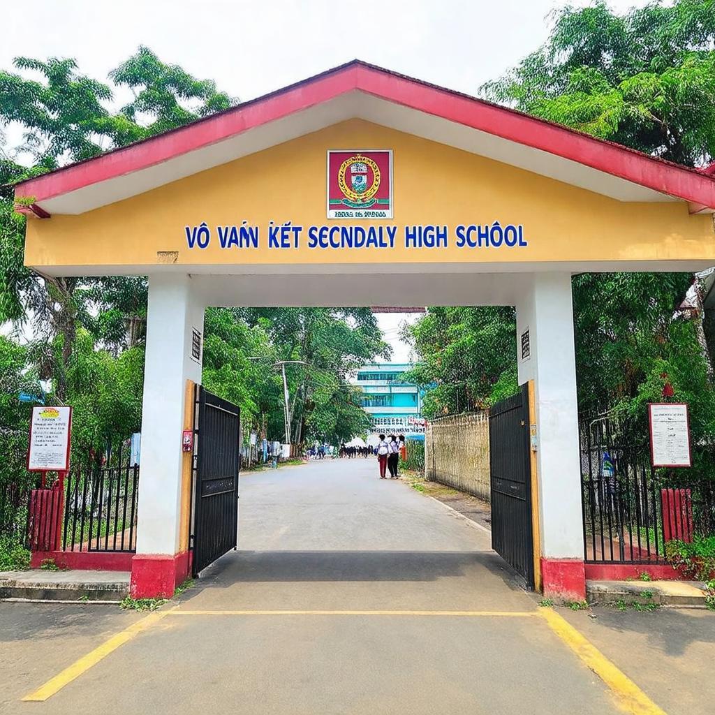 Hình ảnh cổng trường THCS THPT Võ Văn Kiệt An Hòa, Rạch Giá, Kiên Giang