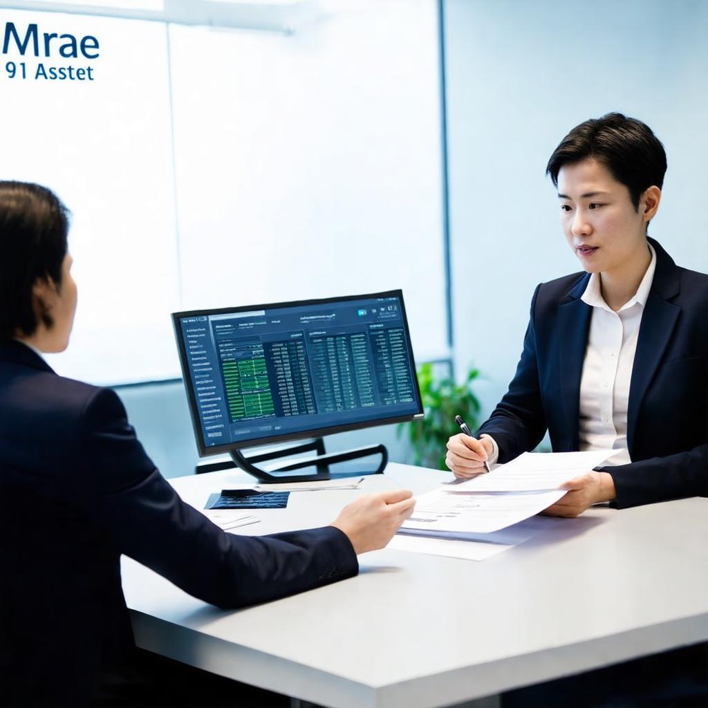 Chuyên viên Mirae Asset tư vấn tài chính cho khách hàng tại chi nhánh Quận 1.