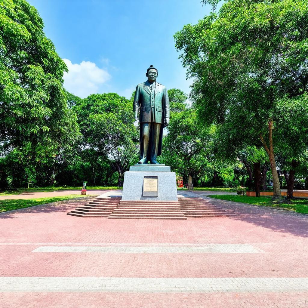 Tượng đài Hai Bà Trưng uy nghiêm tại công viên, biểu tượng lịch sử của TP. Cao Lãnh