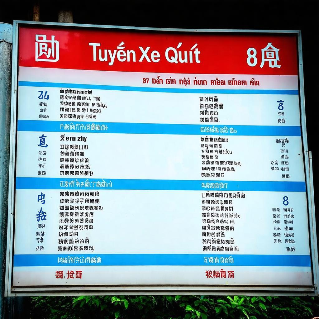 Hình ảnh bảng thông tin các tuyến xe buýt tại Bến Xe Quận 8