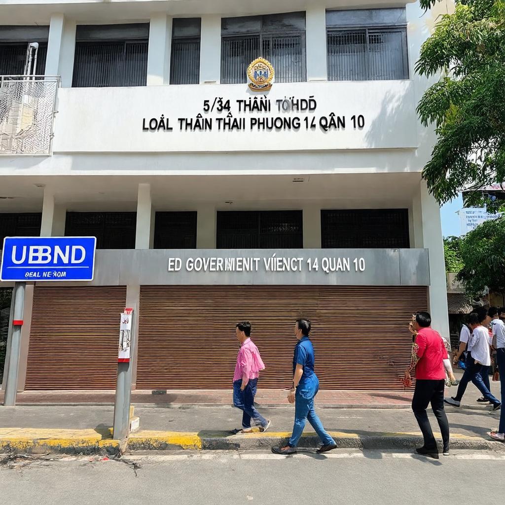 Hình ảnh mặt tiền UBND Phường 14 Quận 10 trên đường Thành Thái