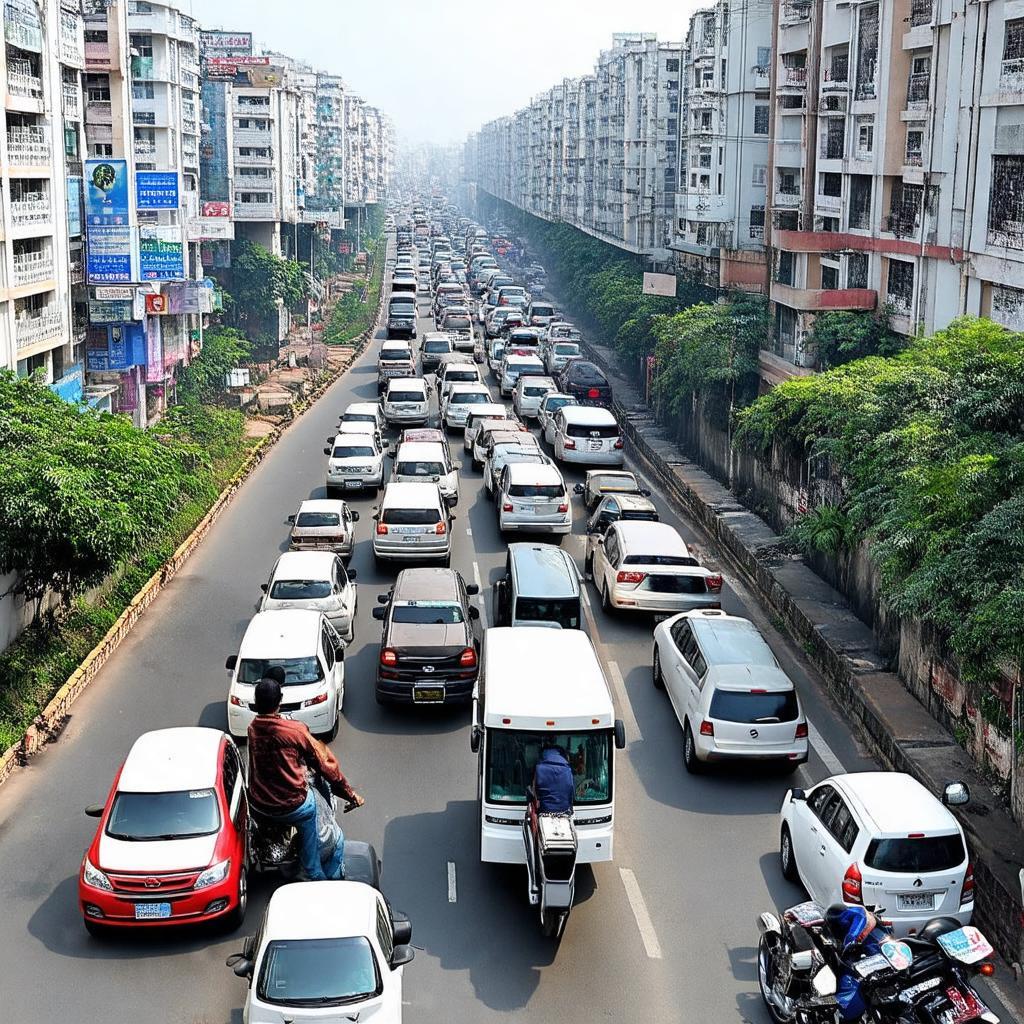 Cảnh ùn tắc giao thông nặng tại nút giao Cầu Tó, khu vực Hà Đông - Thanh Trì giờ cao điểm.