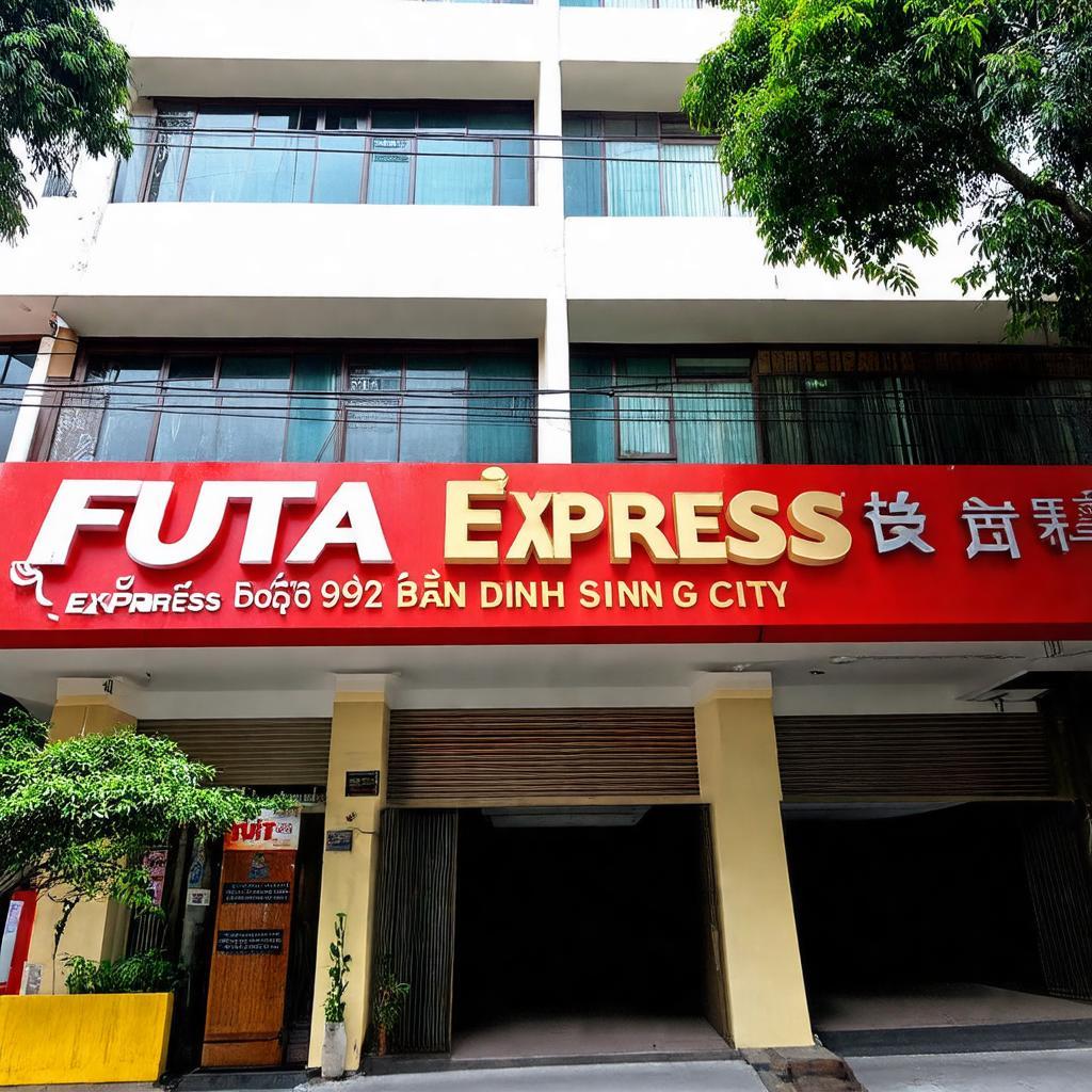Hình ảnh bên ngoài văn phòng Futa Express tại địa chỉ 292 Đinh Bộ Lĩnh, gần Bến xe Miền Đông cũ, TP HCM