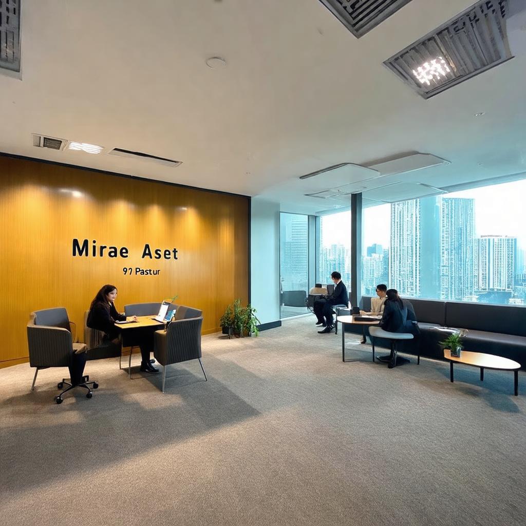Không gian nội thất hiện đại, chuyên nghiệp tại văn phòng Mirae Asset 91 Pasteur.