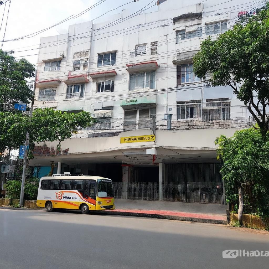 Văn phòng Nhà xe Hùng Long tại số 26 Phạm Hùng, gần bến xe Mỹ Đình ở Hà Nội.