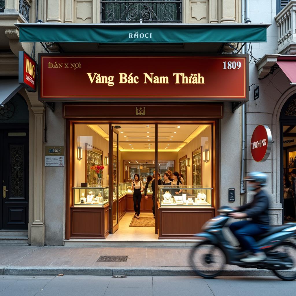 Mặt tiền cửa hàng Vàng Bạc Nam Thành số 1809 đường Hùng Vương thành phố Việt Trì.