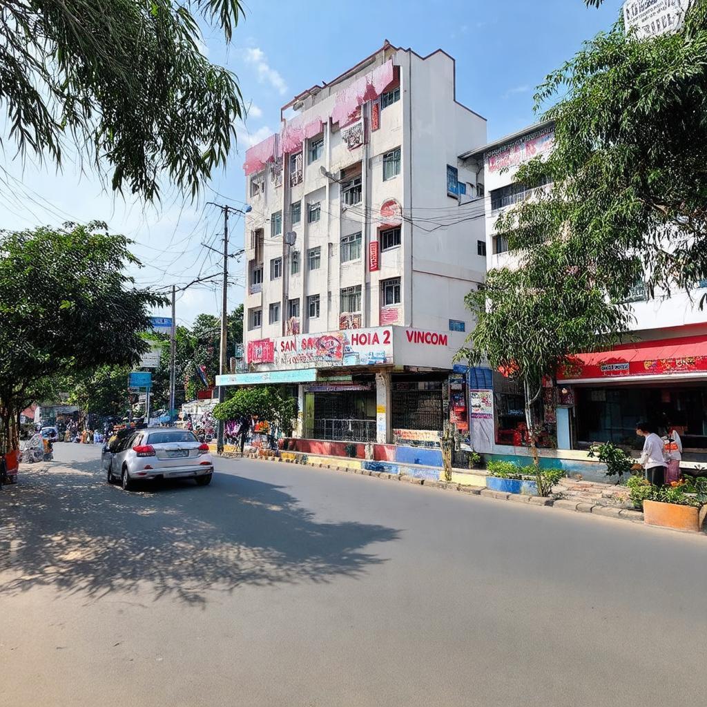 Vị trí đắc địa của khách sạn Hòa Bình 2 gần trung tâm thương mại Vincom Biên Hòa.