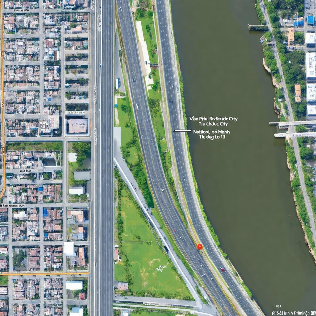 Bản đồ vị trí Khu đô thị Vạn Phúc Riverside City trên Quốc lộ 13 ven sông Sài Gòn Thủ Đức.
