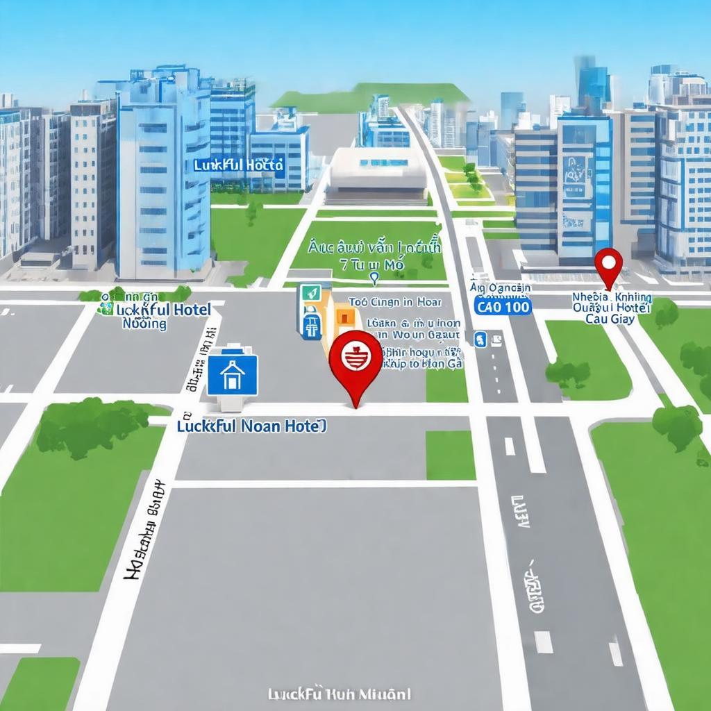 Vị trí Luckful Hotel Số 7 Tứ Mơ Cầu Giấy gần các địa điểm nổi bật