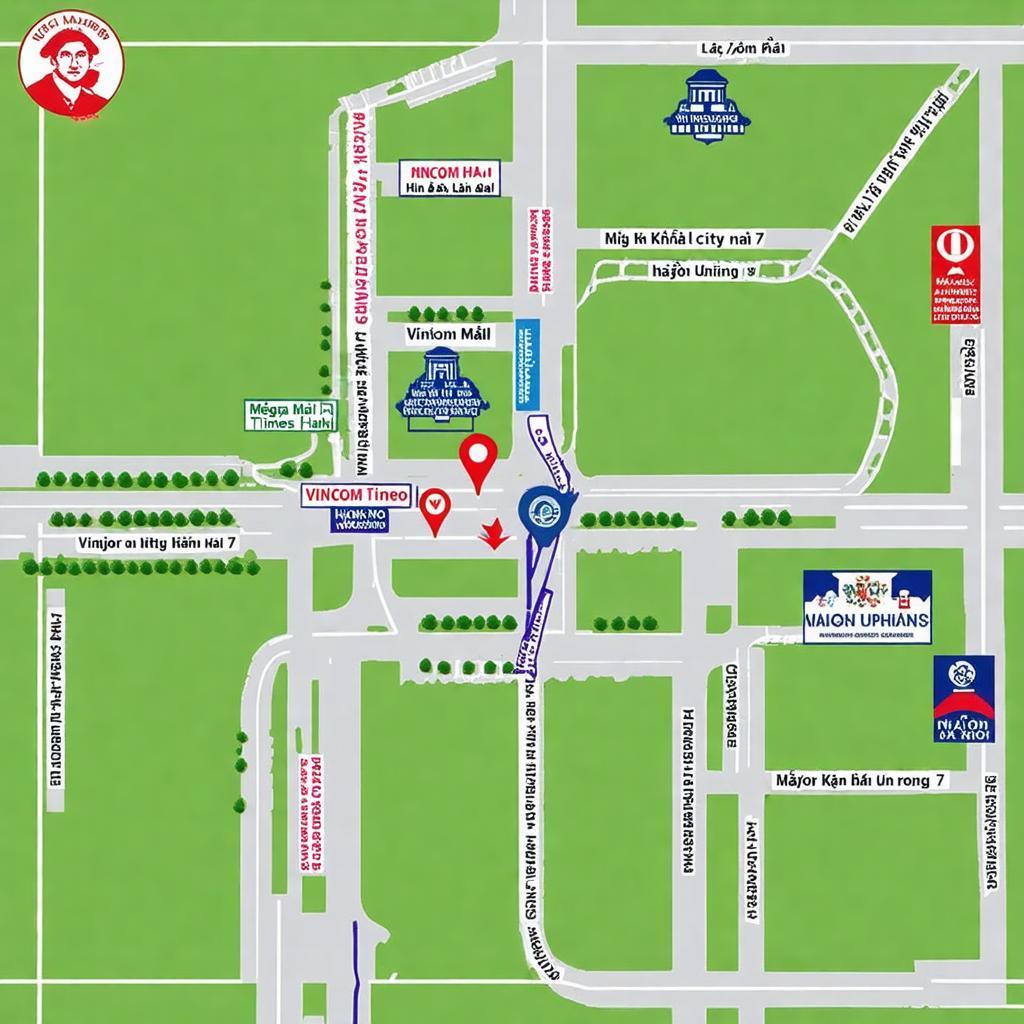 Bản đồ minh họa vị trí ngõ Hòa Bình 7 Minh Khai gần Times City và các trường đại học Hà Nội.