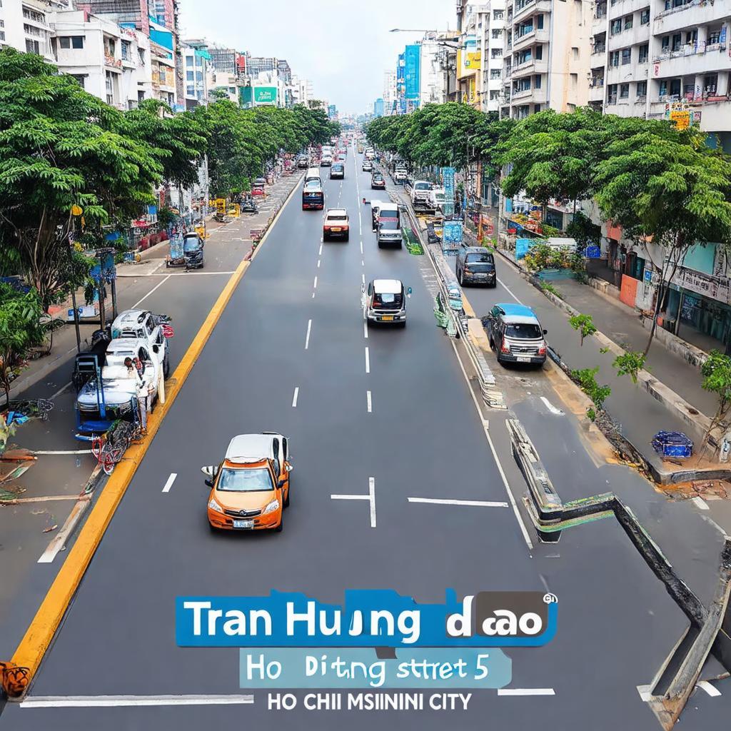 Hinh anh con duong Tran Hung Dao, Quan 5 TP HCM nhon nhip, thuan tien giao thong.