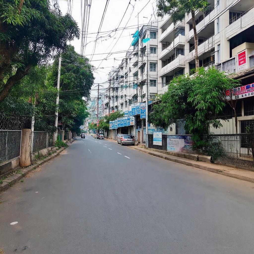 Vị trí trường THCS Mai Dịch phố Dương Khuê, gần đại học tại Cầu Giấy.