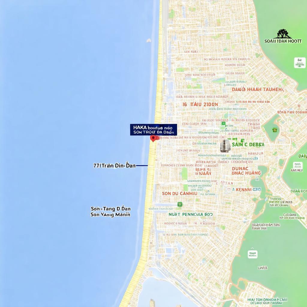 Ban do va vi tri HAKA Boutique Hotel 71 Tran Dinh Dan Son Tra Da Nang toi diem tham quan