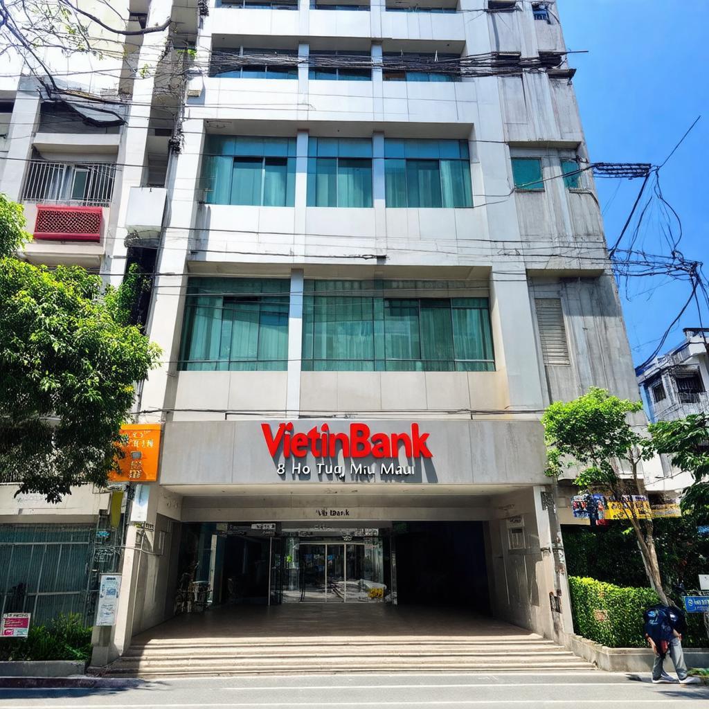 Toàn cảnh chi nhánh VietinBank Hồ Tùng Mậu tại số 8, đường Hồ Tùng Mậu, Cầu Giấy, Hà Nội
