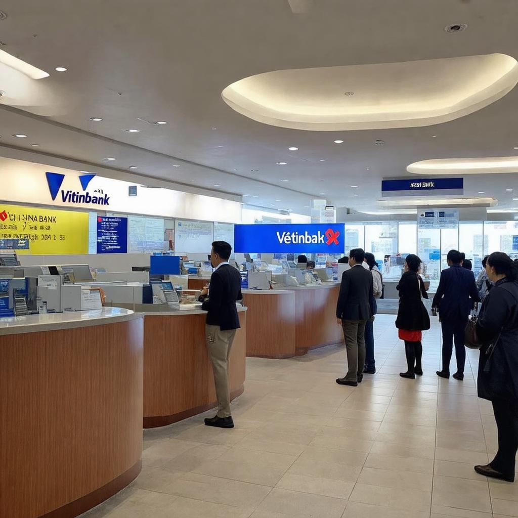 Bên trong khu vực giao dịch của chi nhánh Vietinbank Nguyễn Văn Linh, Đà Nẵng.