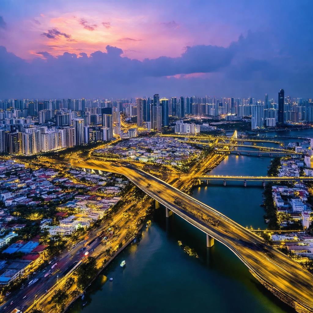 Ngắm nhìn cầu Cần Thơ và toàn cảnh thành phố từ Sky View Hotel Cần Thơ tại quận Cái Răng.